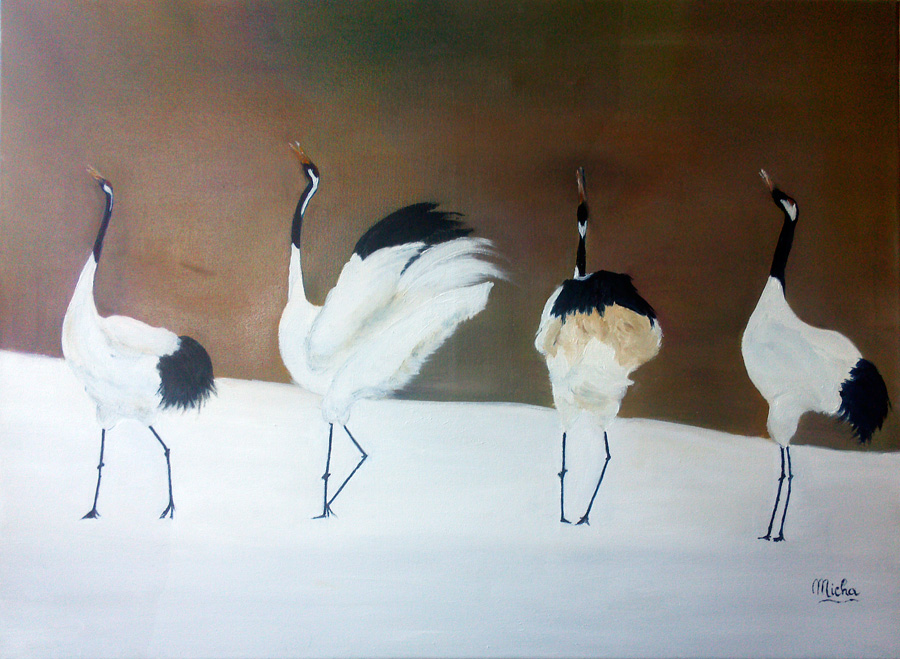 Les grues : Peinture de Micha Les grues