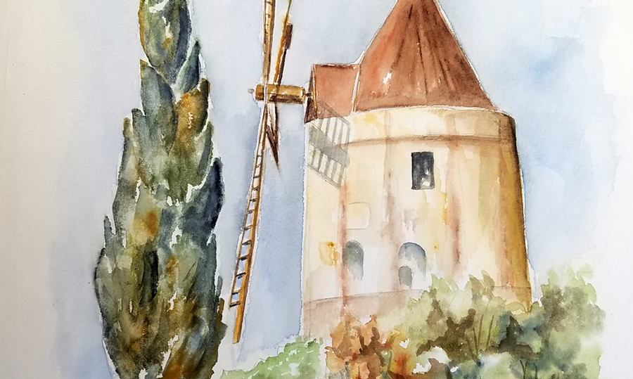 Fleurs de nuit - Aquarelle de J. Lavernhe