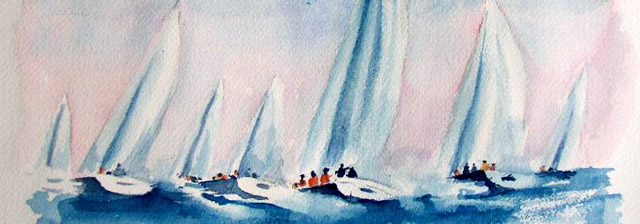 Les voiliers en régate - Aquarelles de J. LAVERNHE