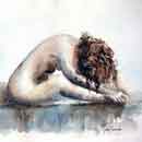 Femme nue. Aquarelle de J. Lavernhe