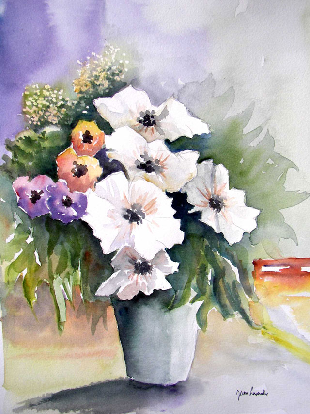 Fleurs d'amour (Aquarelle de J. LAVERNHE) Chanson illustrée par des Fleurs d'amour (Aquarelle de J. LAVERNHE) - Aquarelles et chansons d'amour