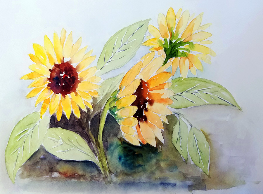 Les soleils Les soleils - Aquarelle de J. Lavernhe