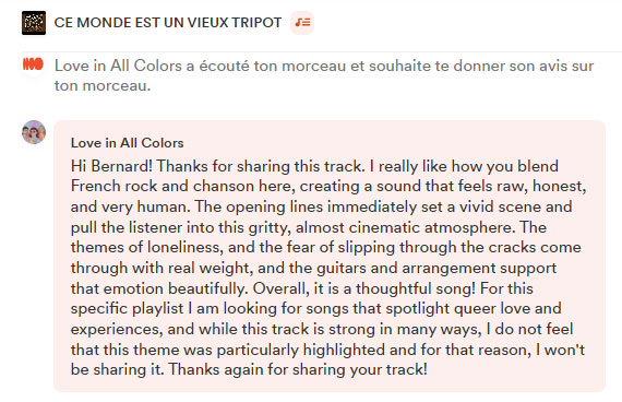 Avis de curateur Groover sur la chanson n°1 (Coup de cœur du média)