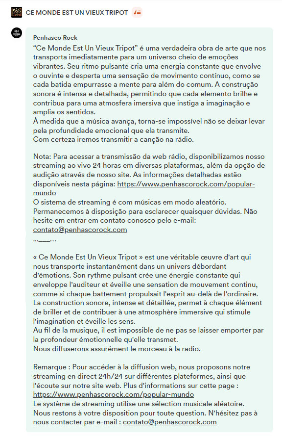 Avis de curateur Groover sur la chanson n°1 (Technique sur la production)