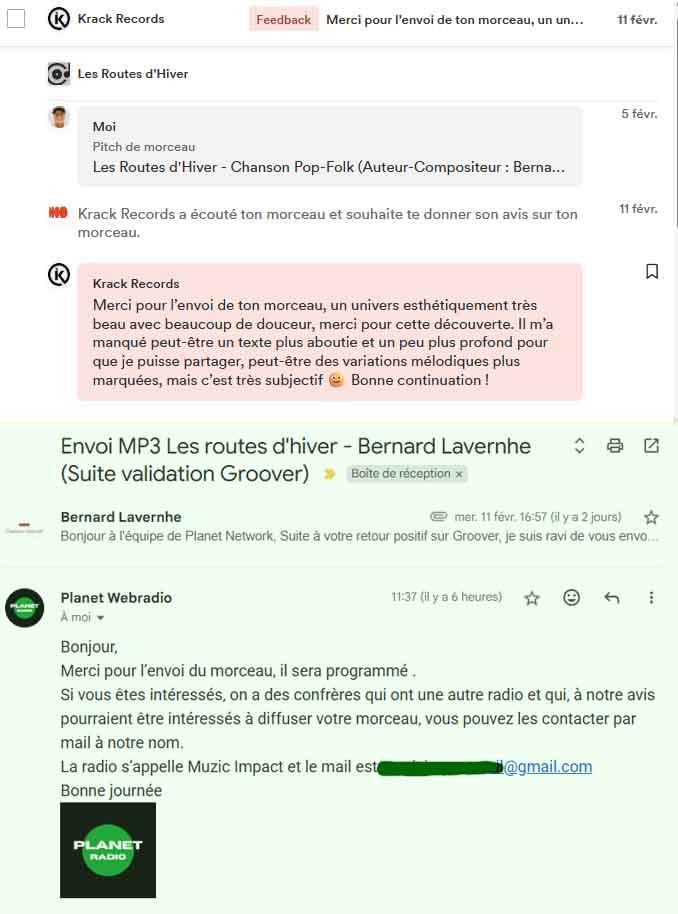 Avis du curateur (Groover) Krack-Records sur la chanson Les routes d'hiver (beaucoup de douceur)