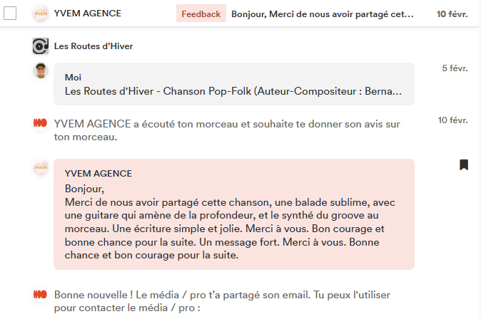 Avis du curateur YVEM-Agence (Groover) sur la chanson Les routes d'hiver (Une écriture simple et jolie)