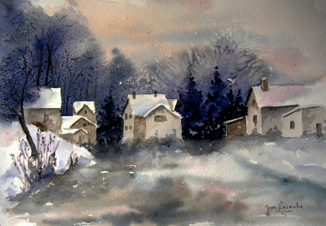 Nuit et silence - Aquarelle de Jean Lavernhe