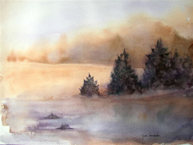 Lumière du soleil couchant - Aquarelle de Jean Lavernhe